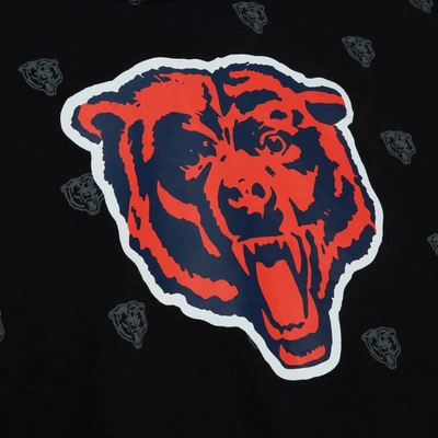 Mitchell & Ness Men's  Black Chicago Bears Allover Print Fleece Pullover Hoodie In Black