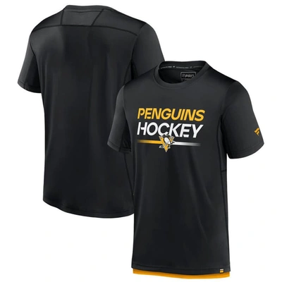 Shop Fanatics Branded  Black Pittsburgh Penguins Authentic Pro Tech T-shirt