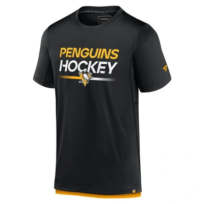 Shop Fanatics Branded  Black Pittsburgh Penguins Authentic Pro Tech T-shirt