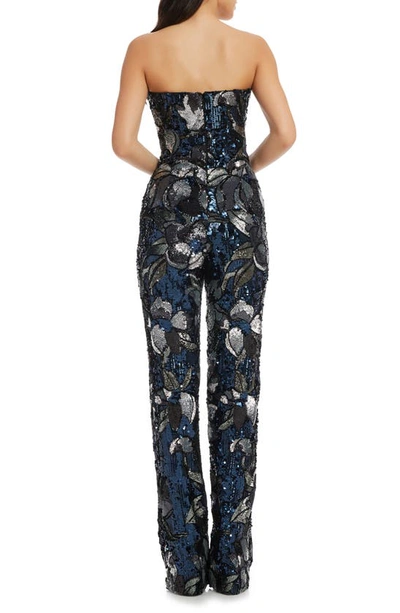 Shop Dress The Population Andy Sequin Strapless Jumpsuit In Navy Multi
