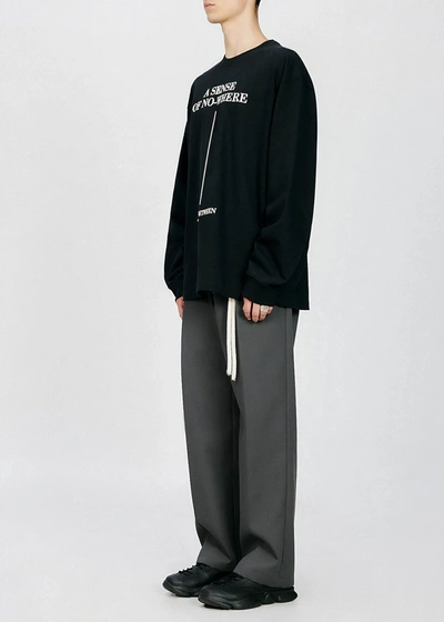 Shop Song For The Mute Black Slogan Print Oversized Pullover