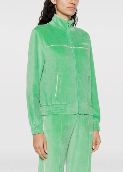 Shop Sporty And Rich Sporty & Rich Green Velour Track Jacket In Verde