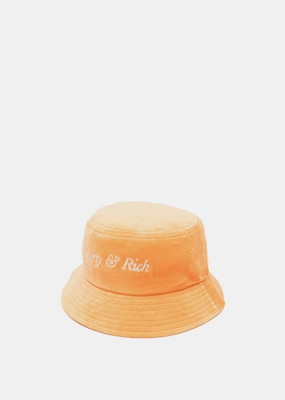 Shop Sporty And Rich Sporty & Rich Peach Velour Bucket Hat