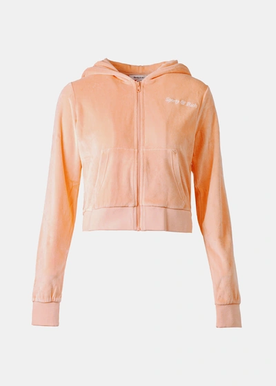Shop Sporty And Rich Sporty & Rich Peach Velour Zip Hoodie