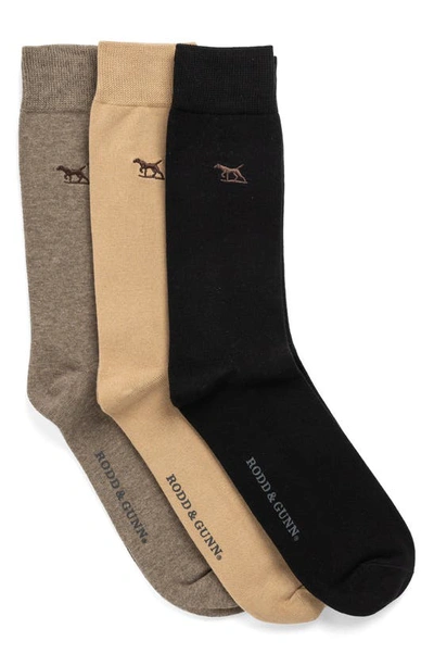 Shop Rodd & Gunn Three On A Tree Assorted 3-pack Cotton Blend Crew Socks In Brown Assorted