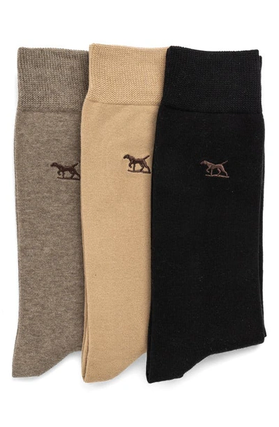 Shop Rodd & Gunn Three On A Tree Assorted 3-pack Cotton Blend Crew Socks In Brown Assorted