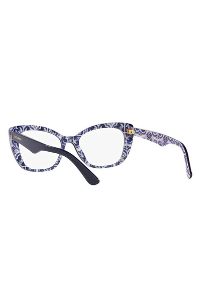 Shop Dolce & Gabbana 54mm Cat Eye Optical Glasses In Blue