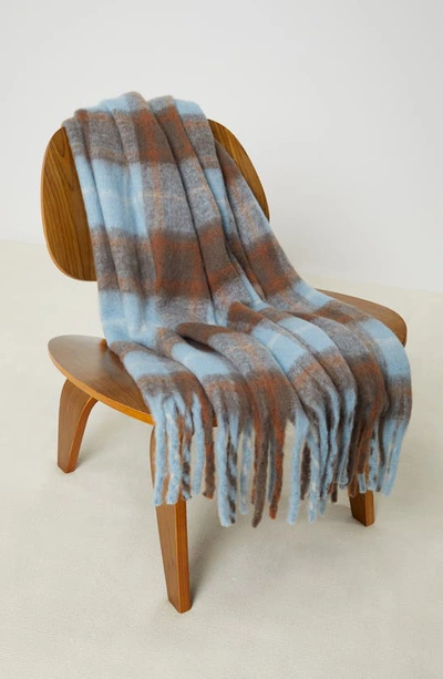 Shop Upwest Fireside Fleece Throw Blanket In Blue Plaid