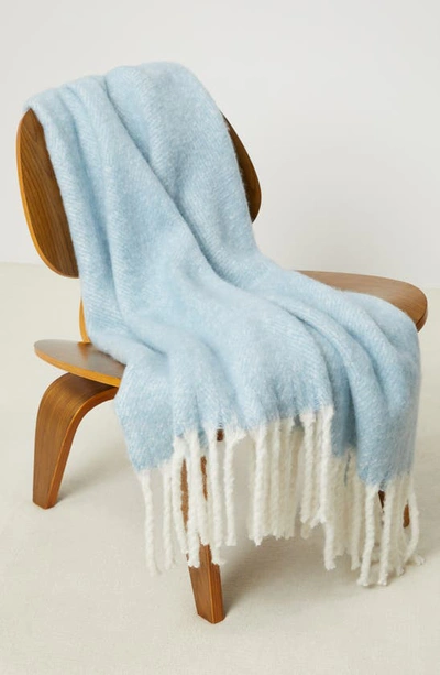 Shop Upwest Fireside Fleece Throw Blanket In Sky Blue/ Coconut Cream