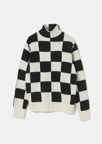 Shop Undercover Black/white Check Turtleneck Sweater