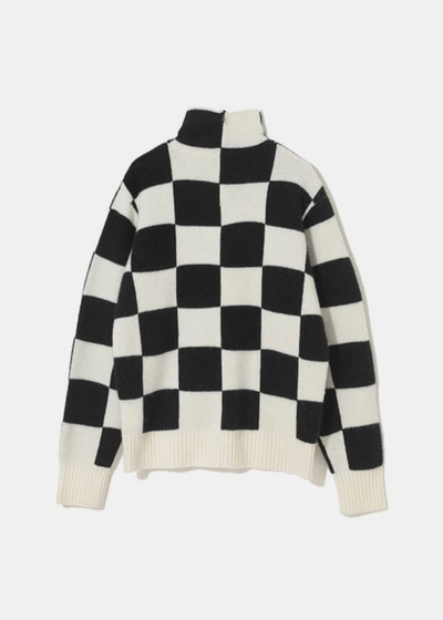 Shop Undercover Black/white Check Turtleneck Sweater