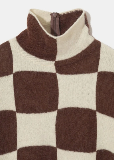 Shop Undercover Brown/white Check Turtleneck Sweater