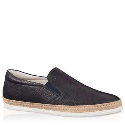 Shop Tod's Leather Slip-ons In Blue
