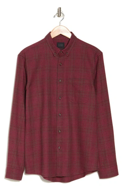 Shop 14th & Union Grindle Trim Fit Flannel Shirt In Red Russet Easy Plaid