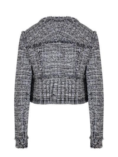 Shop K Krizia Tweed Blazer With Frayed Profiles