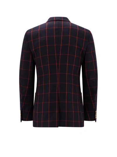 Shop Gucci Double-breasted Madras Wool Blazer