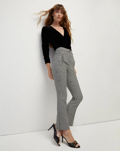 Shop Veronica Beard Arte Houndstooth Pant In Black/off-white