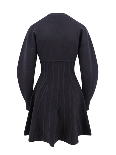 Shop Alexander Mcqueen Wool Blend Dress With Embossed Stitchings