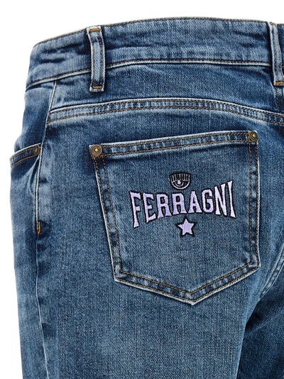 Shop Chiara Ferragni Brand Logo Jeans Blue