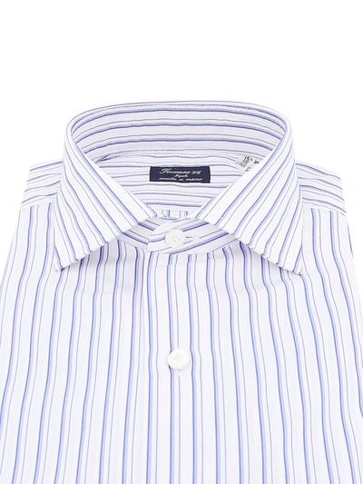 Shop Finamore Cotton Shirt With Striped Motif