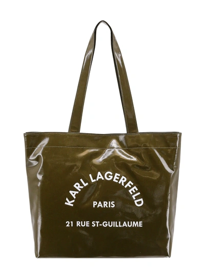 Shop Karl Lagerfeld Coated Cotton Shoulder Bag With Frontal Logo
