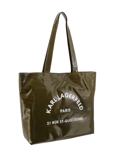 Shop Karl Lagerfeld Coated Cotton Shoulder Bag With Frontal Logo