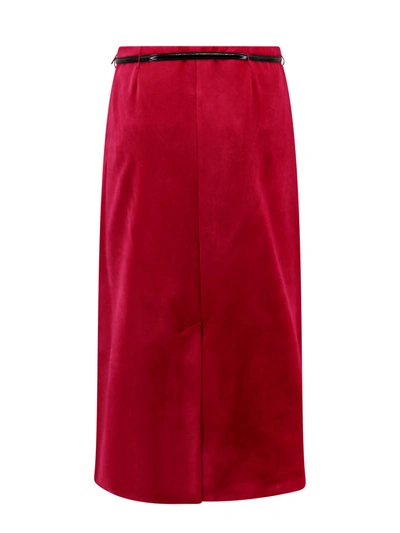 Shop Gucci Velvet Skirt With Belt And Horsebit Detail