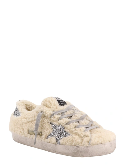 Shop Golden Goose Shearling Sneakers With Glitter