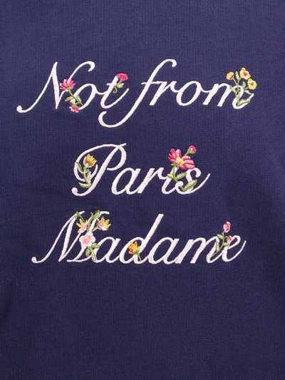 Shop Drôle De Monsieur Cotton Sweatshirt With Slogan À Fleurs Embroidery