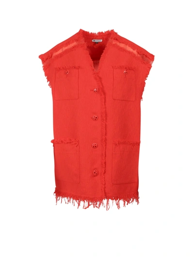 Shop K Krizia Tweed Vest With Frayed Profiles