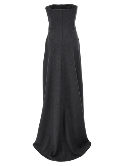 Shop Alberta Ferretti Wool Bustier Dress Dresses Gray