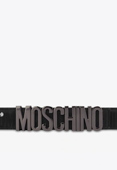 Shop Moschino All-over Jacquard Logo Belt In Black