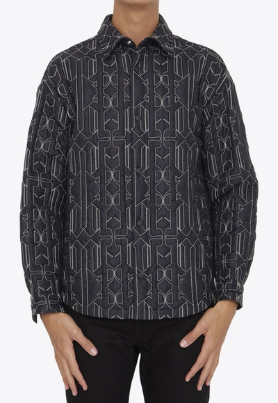 Shop Palm Angels All-over Monogram Quilted Jacket In Black