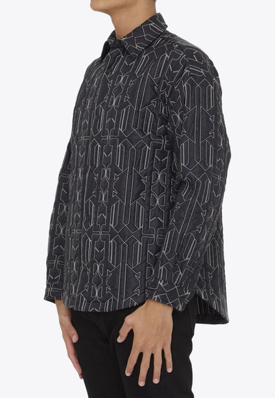 Shop Palm Angels All-over Monogram Quilted Jacket In Black