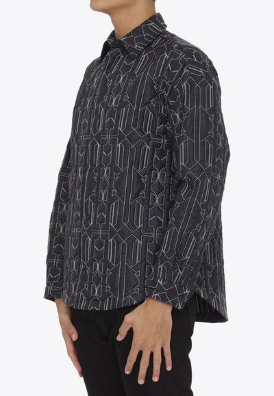 Palm Angels Quilted All Monogram Outerwear With Snap Buttons In Black