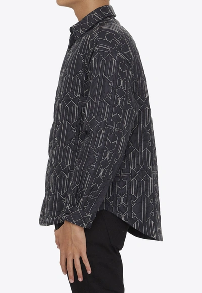 Palm Angels Quilted All Monogram Outerwear With Snap Buttons In Black