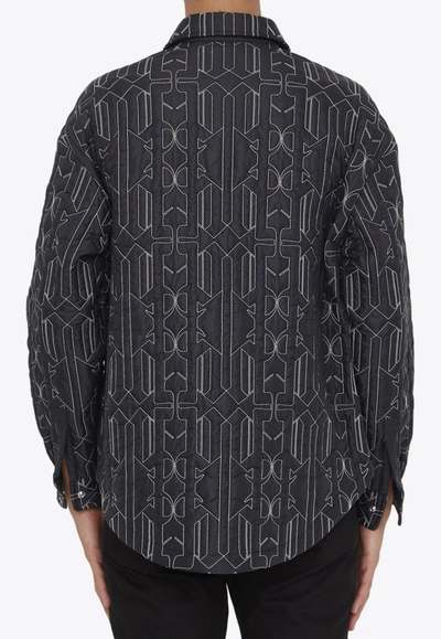 Palm Angels Quilted All Monogram Outerwear With Snap Buttons In Black