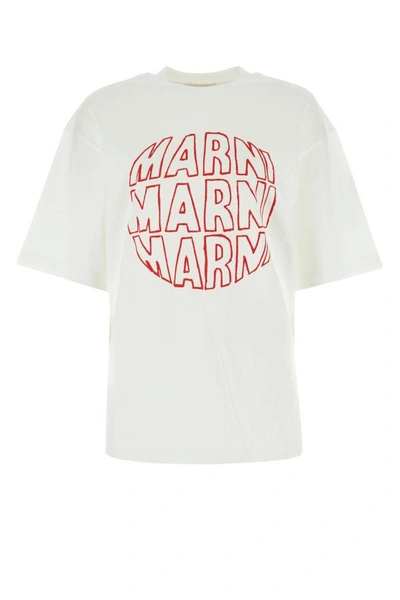 Shop Marni Woman White Cotton T-shirt