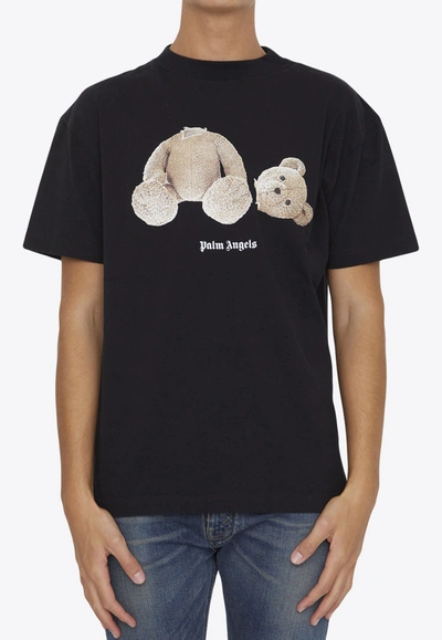 Shop Palm Angels Bear Print Classic T-shirt In Black