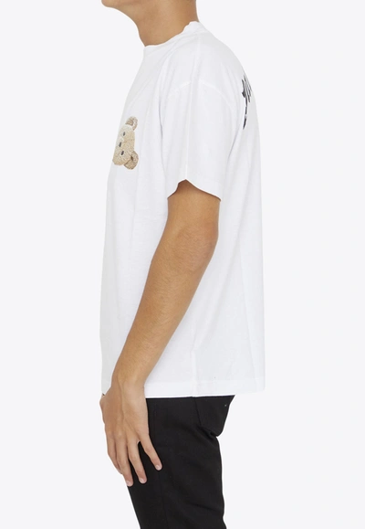 Shop Palm Angels Bear Print Classic T-shirt In White