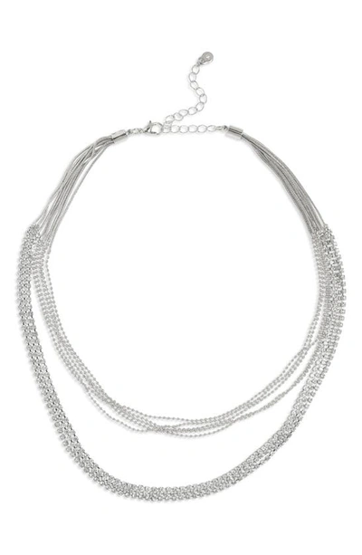 Shop Melrose And Market Crystal Layered Chain Necklace In Clear- Rhodium