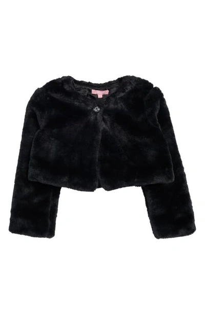 Shop Bcbg Kids' Faux Fur Jacket In Black