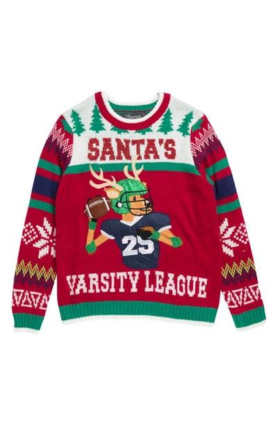 33 Degrees Kids' Xmas Varsity Sweater In Red