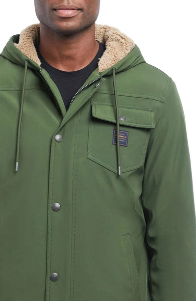 Lucky Brand Loki Workwear Soft Shell Faux Shearling Jacket In Olive
