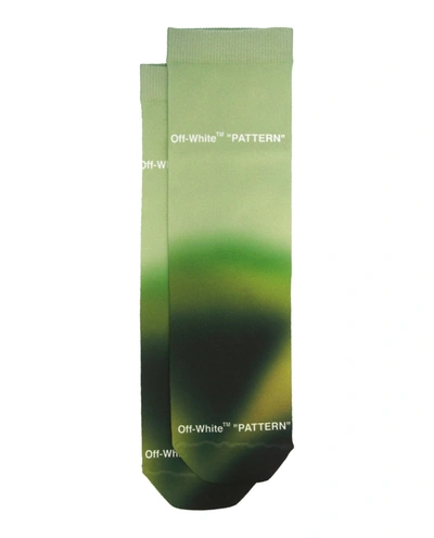 Shop Off-white Blurred Logo Crew Socks In Green