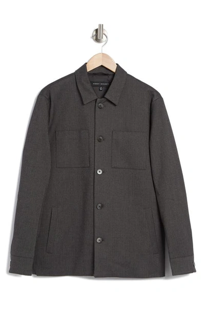 Robert Barakett Corsa Herringbone Shirt Jacket In Dark Charcoal