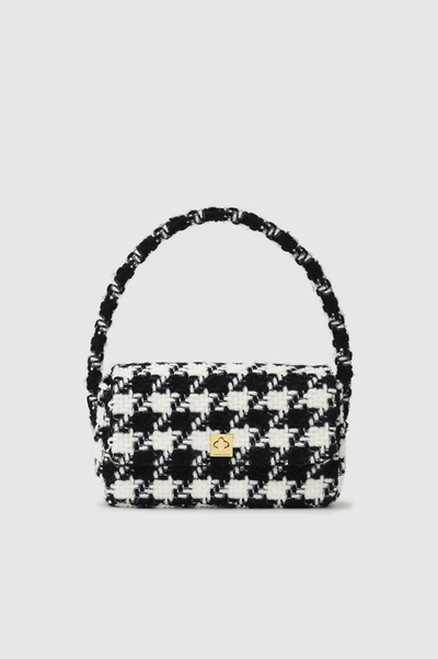 Shop Anine Bing Nico Bag In Black And White Houndstooth