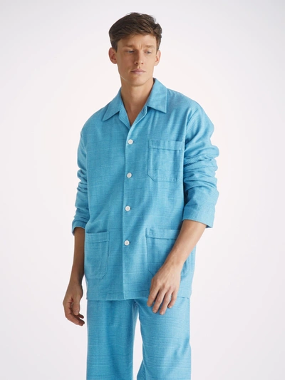 Shop Derek Rose Men's Classic Fit Pyjamas Kelburn 34 Brushed Cotton Blue