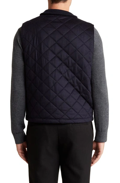 Stewart Of Scotland Amicale Diamond Quilt Wool & Cashmere Vest In Navy