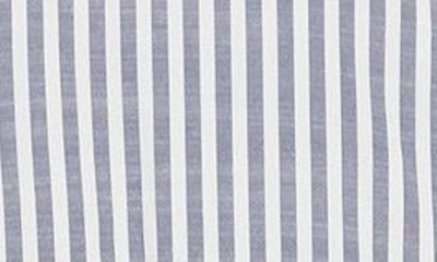 Max Studio Stripe Popover Button-up Tunic In Indigo/ Black Framed Stripe